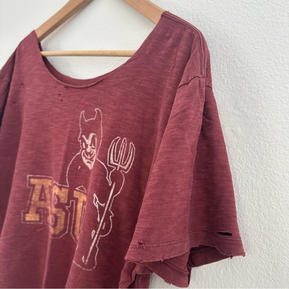 ASU Arizona State University Destroyed off the shoulder Tee - Picture 4 of 7